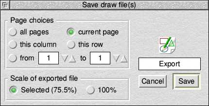 DrawPrint's save dialogue, allowing you to save individual pages