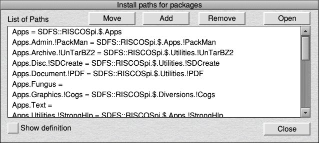 PackMan's "Install path for packages" window