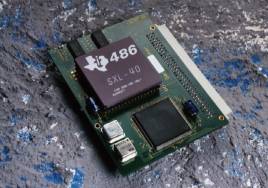 A promotional shot of a 486 processor card for the RiscPC