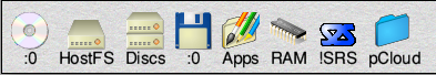 The left hand side of the icon bar showing the Apps icon on RISC OS 5