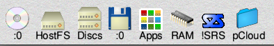 The left hand side of the icon bar showing the Launchpad icon on RISC OS 5