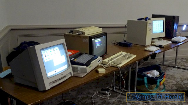 Old Acorn and RISC OS kit in the show theatre at Wakefield 2023