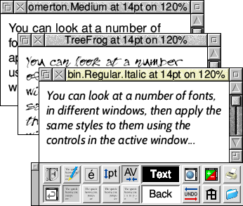 Using Font Directory Pro to preview a piece of text in different fonts and styles