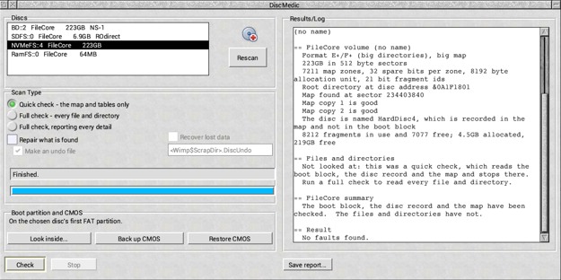 DiscMedic - a check and repair application for RISC OS