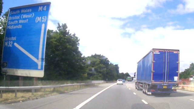 Approaching Junction 19 westbound on the M5