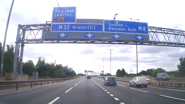 Approaching Junction 19 eastbound on the M5
