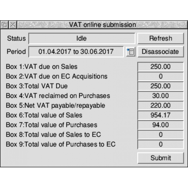 Submitting a VAT return online from within Prophet